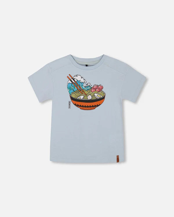 Deux Par Deux Short Sleeve Graphic Tee - Ramen Baby Blue