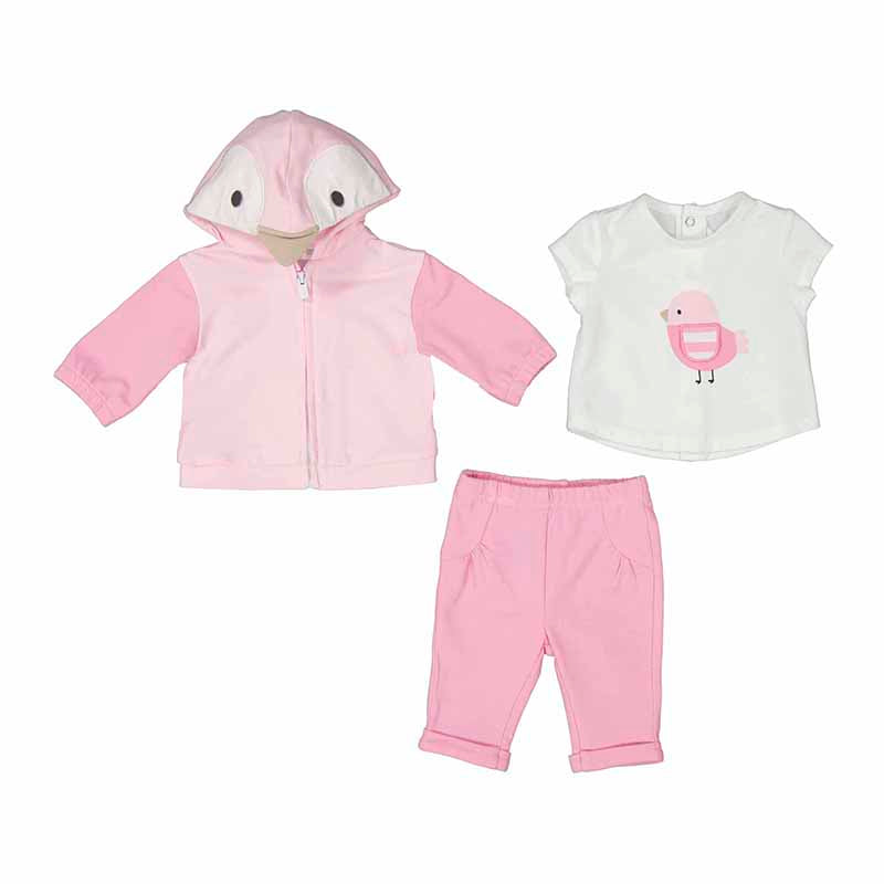 Mayoral 3pc Tracksuit with Hoodie - Bubblegum Birds Mayoral 3pc Tracksuit with Hoodie - Bubblegum Birds