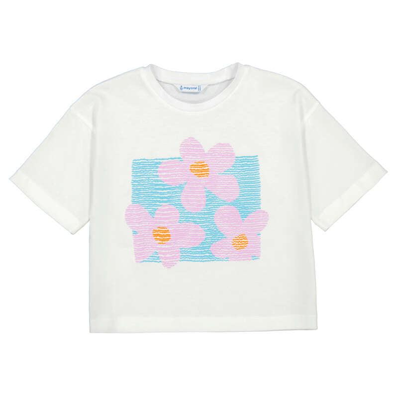Mayoral Drop Shoulder T-Shirt - White/ Lilac