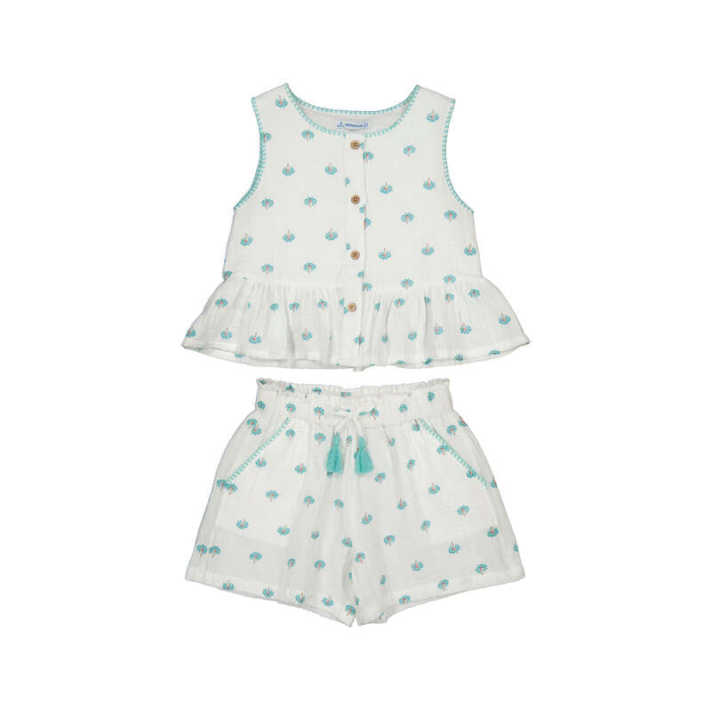 Mayoral Printed Shorts and T-Shirt Set - Natural/Ecru