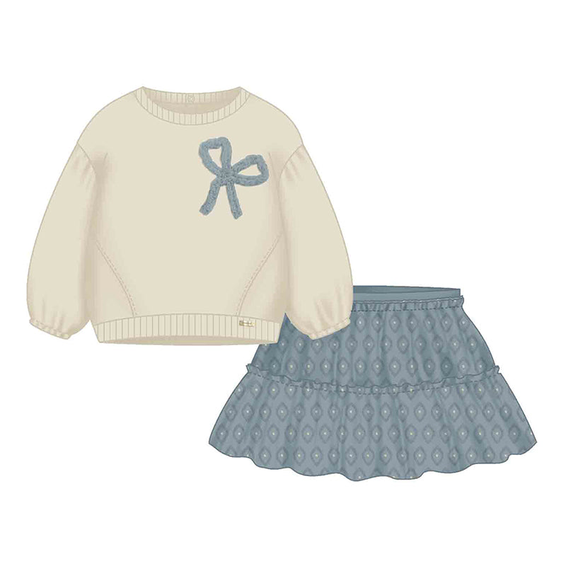 Mayoral Sweater &amp; Tulle Set - Blue Bell Bow