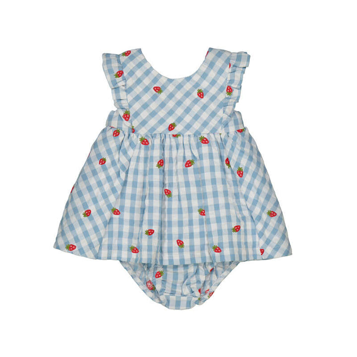 Mayoral Printed Dress with Bloomers - Lagoon with Strawberry