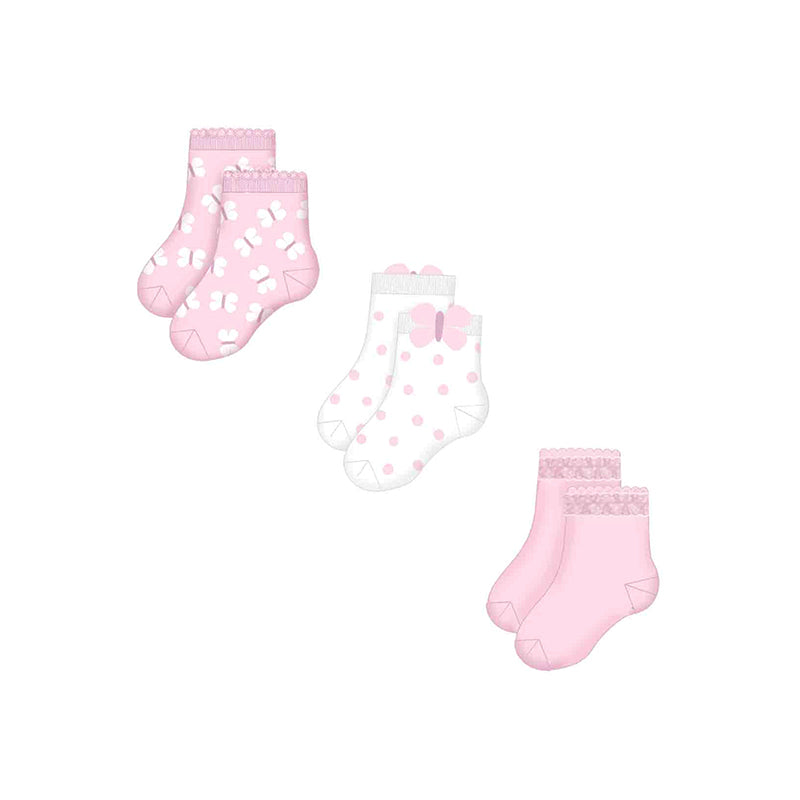 Mayoral 3pc Socks Set - Mauve