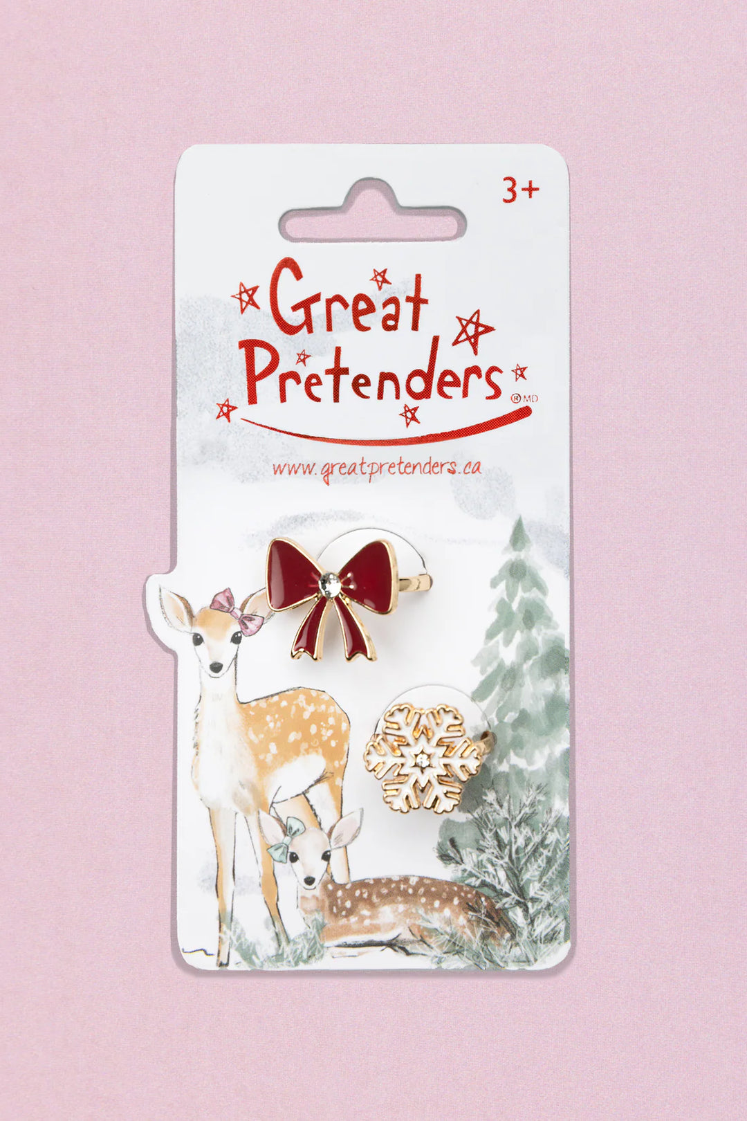 Great Pretenders Holiday Bow &amp; Snowflake Rings 2pc set