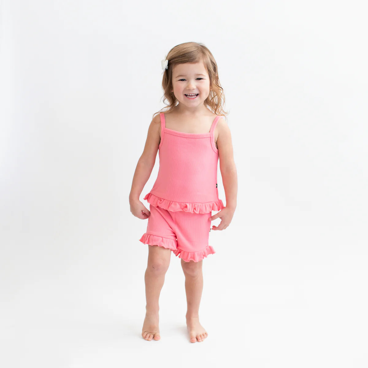 Kyte Baby Ribbed Ruffle Tank Set - Guava Kyte Baby Ribbed Ruffle Tank Set - Guava