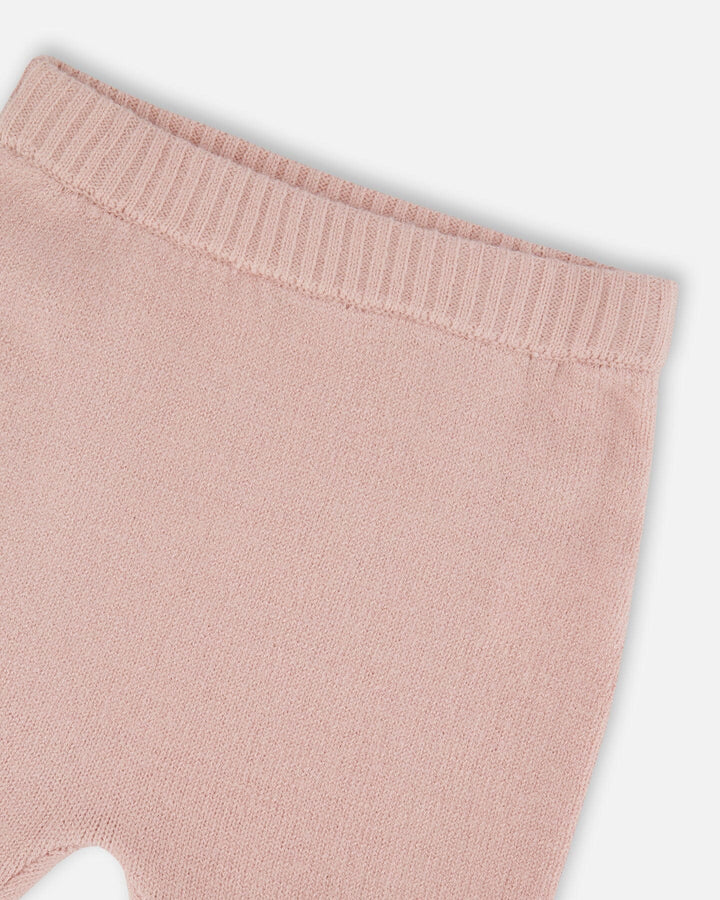 Deux Par Deux Knitted Top And Pant Set - Light Pink