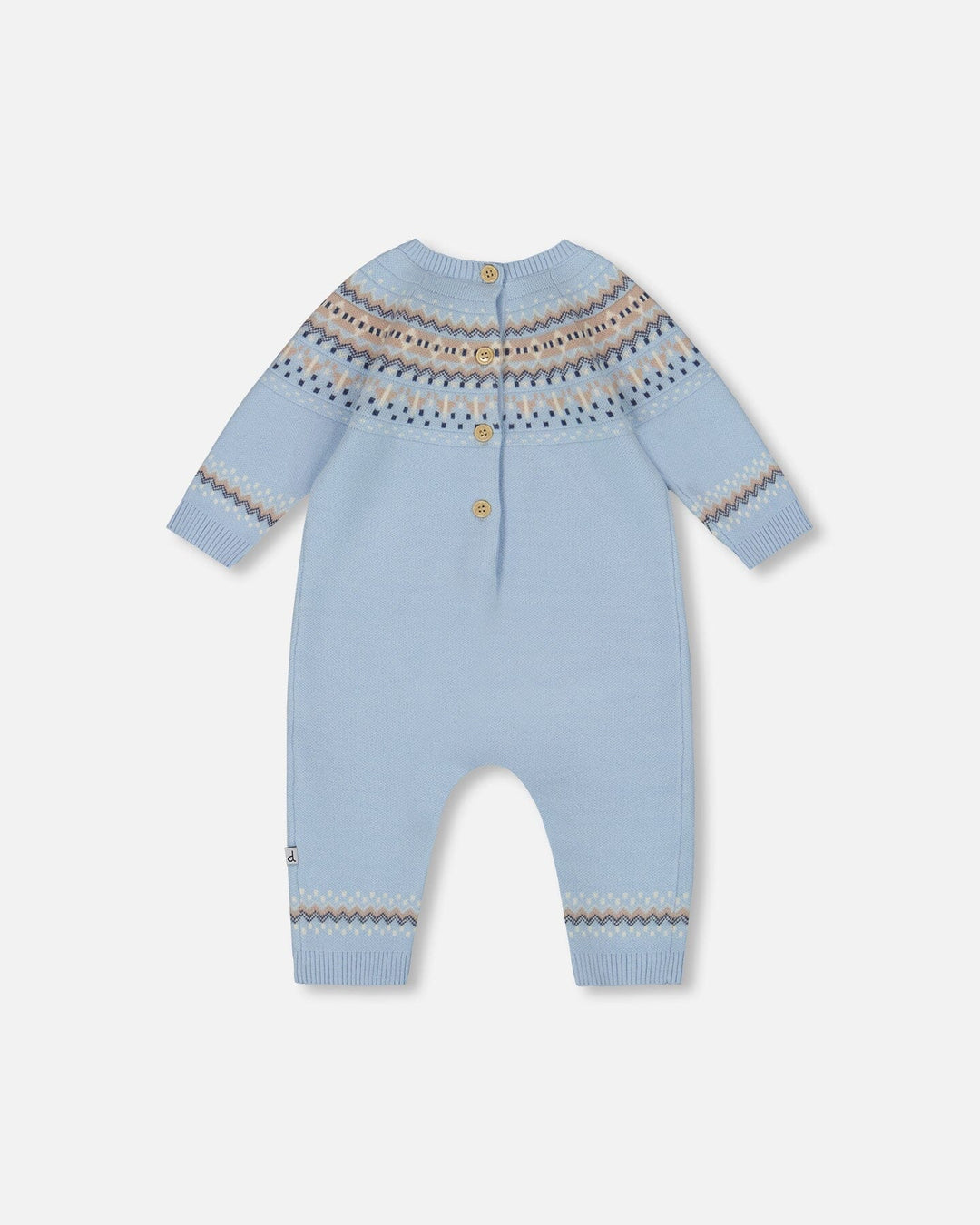 Deux Par Deux Knitted Jacquard Romper - Celestial Light Blue