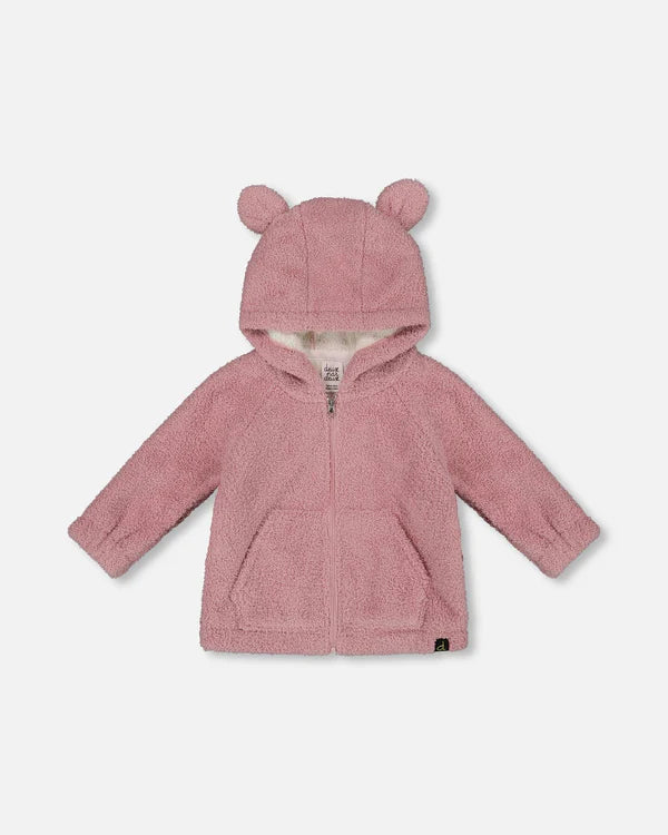 Deux Par Deux Hooded Full Zip Jacket - Dusty Pink/Dawn