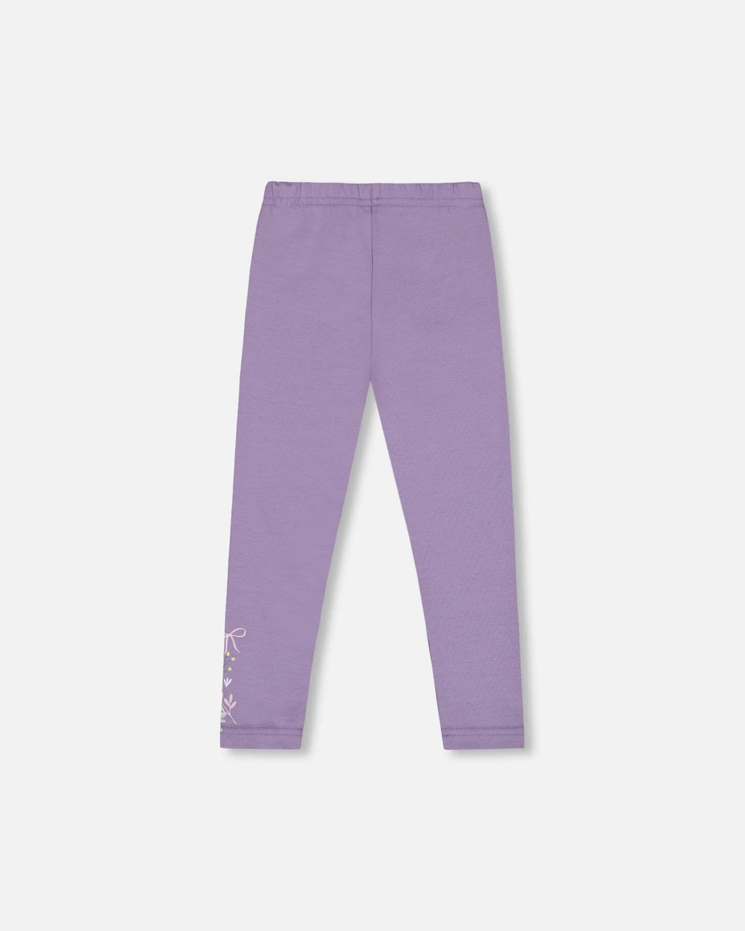 Deux Par Deux Organic Cotton Jersey Leggings - Purple With Floral Detail