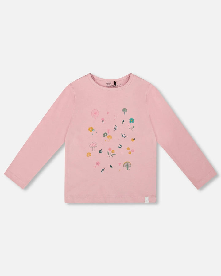 Deux Par Deux Organic Cotton Long Sleeve T-Shirt - Dusty Pink Nectar