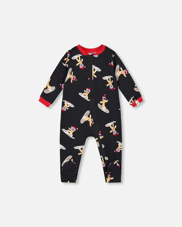 Deux Par Deux Organic Cotton Footie - Printed Surfing Cookie