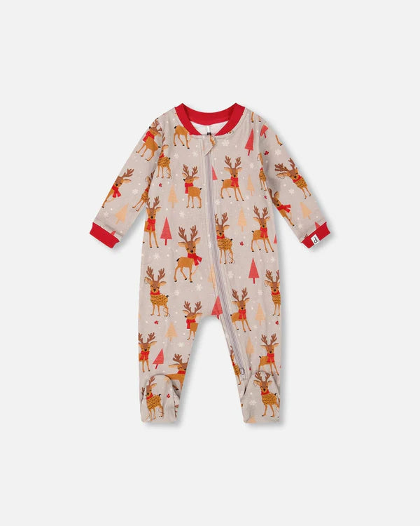 Deux Par Deux Organic Cotton - Printed Christmas Reindeer