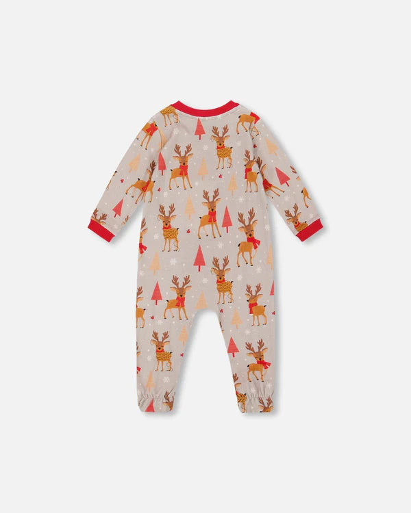 Deux Par Deux Organic Cotton - Printed Christmas Reindeer