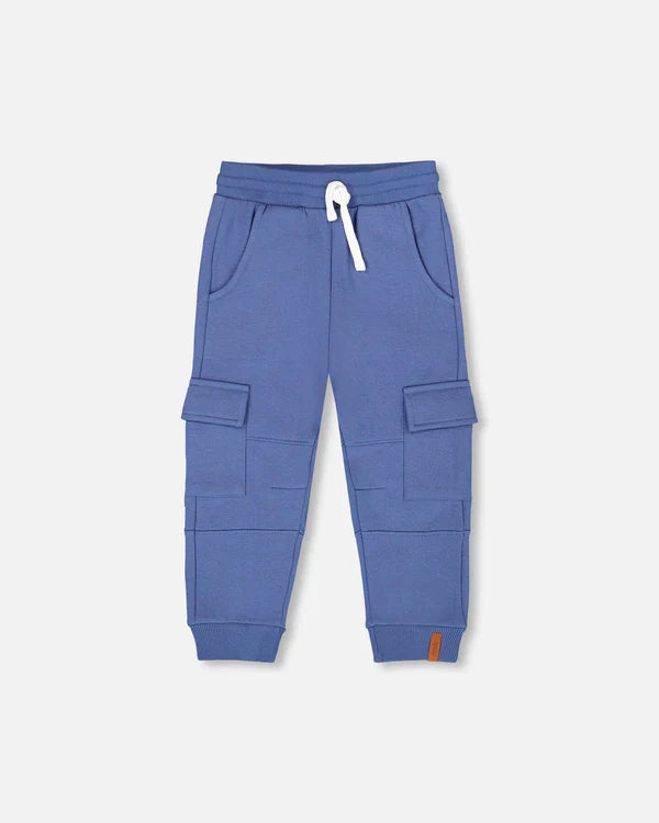 Deux Par Deux Fleece Sweatpants with Cargo Pocket - Dress Blue