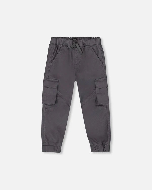 Deux Par Deux Stretch Twill Jogger with Cargo Pockets - China Blue/Dark Gray