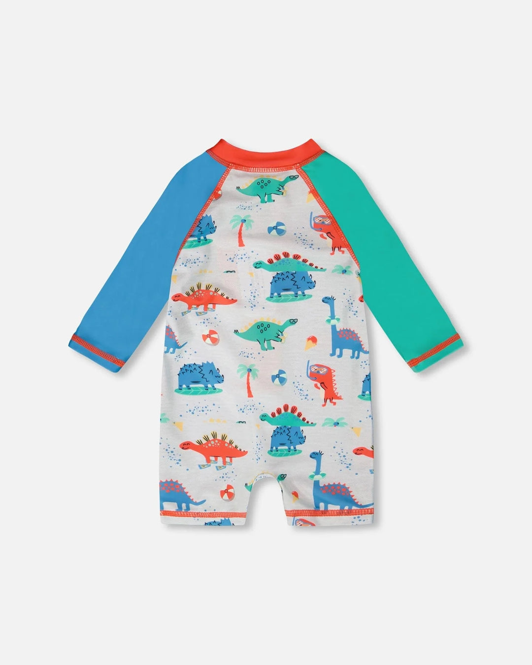 Deux Par Deux Long Sleeve One-Piece Rashgaurd - Baby Dinosaur