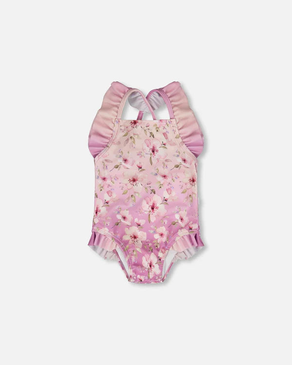 Deux Par Deux One Piece Swimsuit - Gradient Lilac Flower