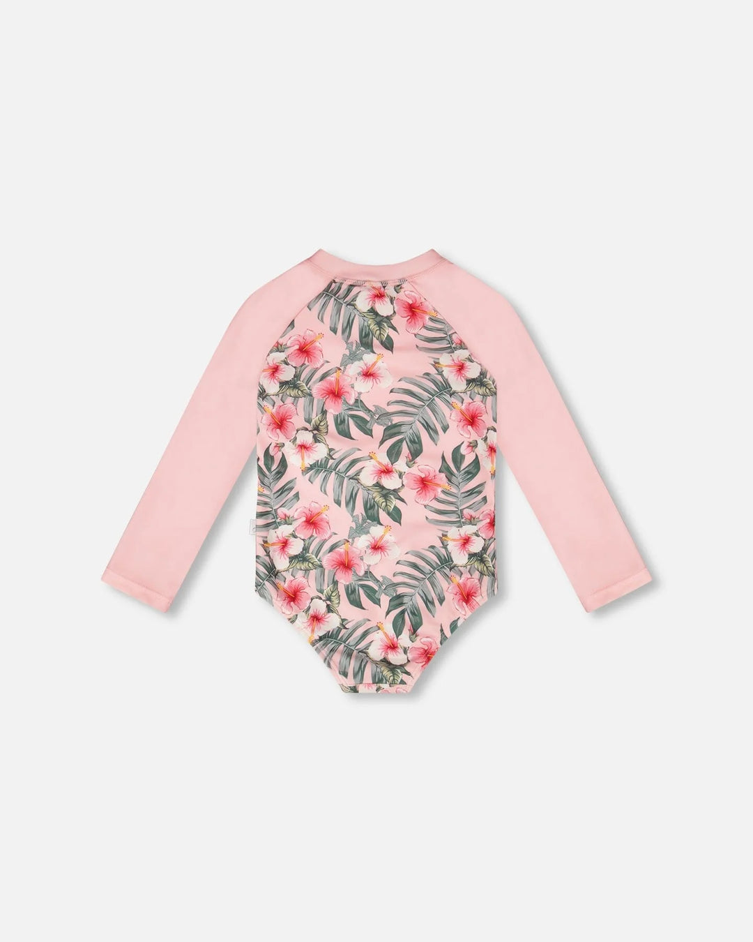 Deux Par Deux Long Sleeve Rashguard - Pink Hibiscus