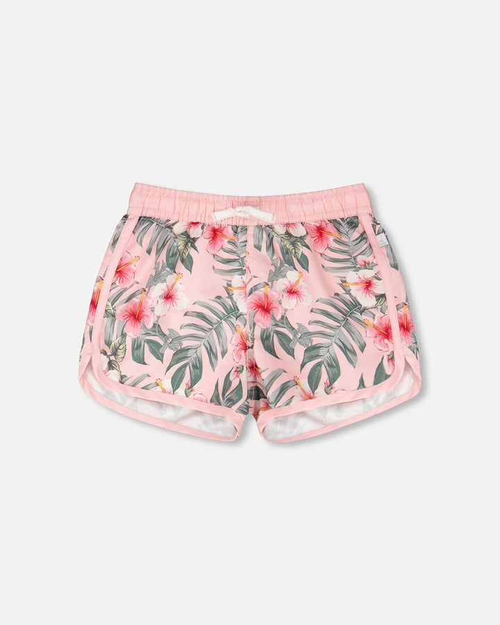 Deux Par Deux Swim Shorts - Pink Hibiscus