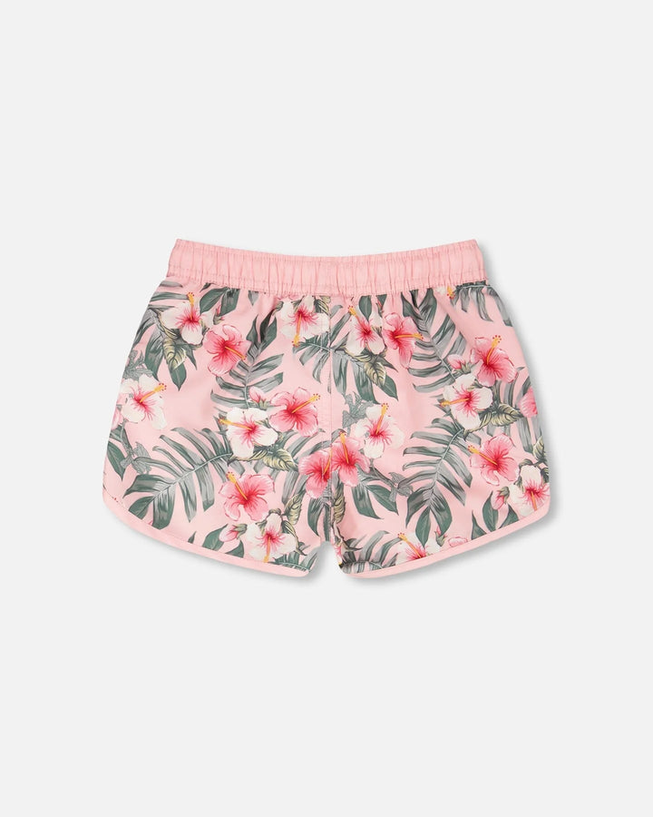 Deux Par Deux Swim Shorts - Pink Hibiscus