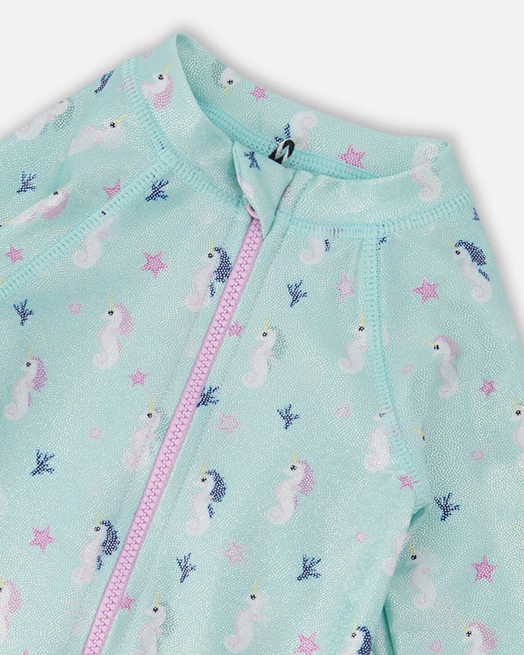Deux Par Deux Long Sleeve One-Piece Rashgaurd - Blue Seahorse