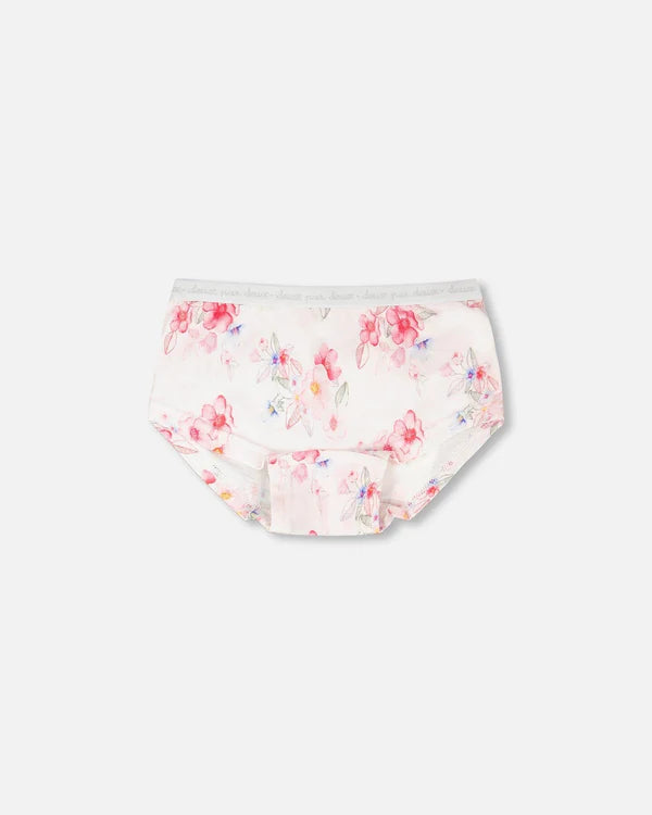 Deux Par Deux Boyshort Panty - Printed Pink Flowers