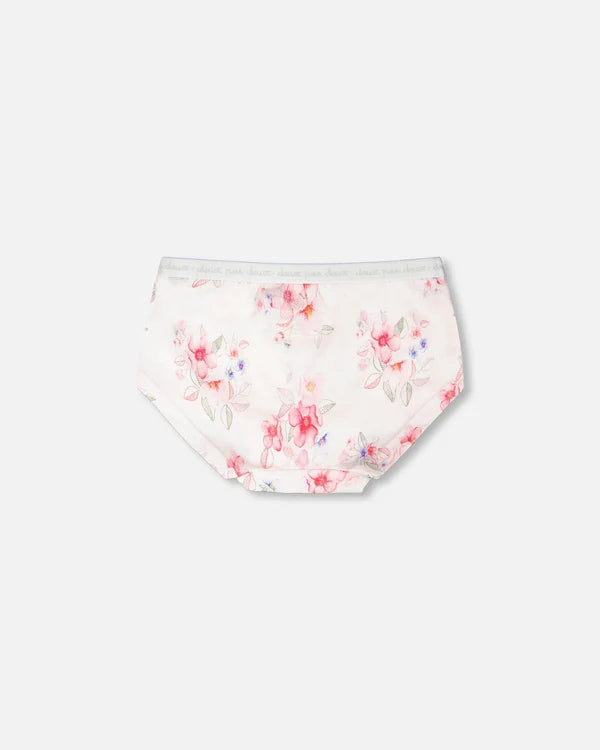 Deux Par Deux Boyshort Panty - Printed Pink Flowers