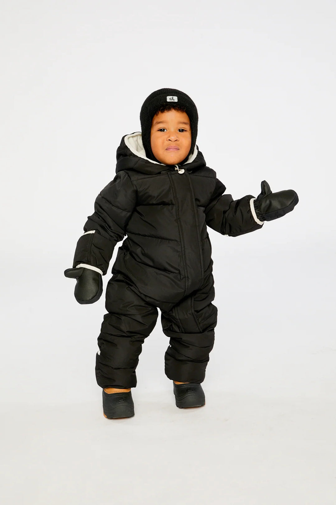 Deux Par Deux Baby Cloud One Piece Snowsuit Adapted For Car Seats - Black