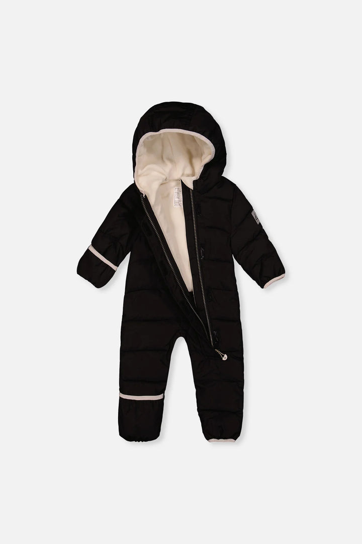 Deux Par Deux Baby Cloud One Piece Snowsuit Adapted For Car Seats - Black