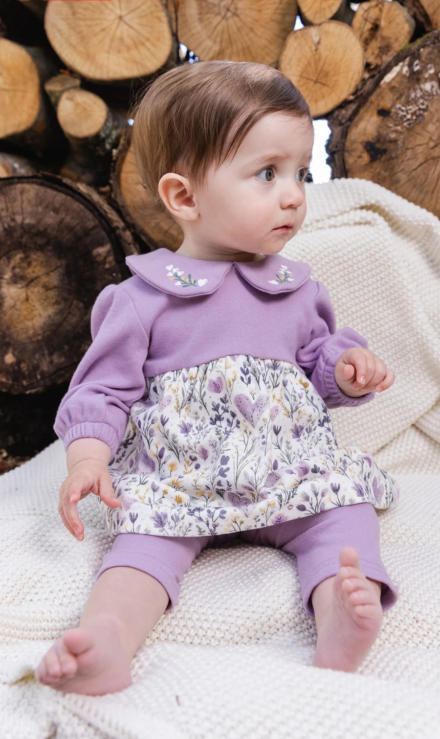 Deux Par Deux Organic Cotton Dress &amp; Leggings Set - Lavendula