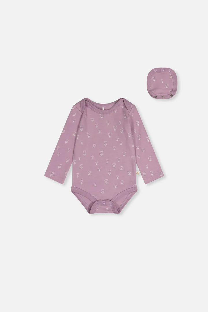 Deux Par Deux Organic Cotton Onsie - Printed Heart Flowers