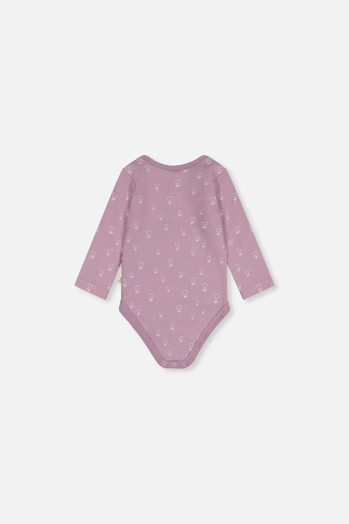Deux Par Deux Organic Cotton Onsie - Printed Heart Flowers
