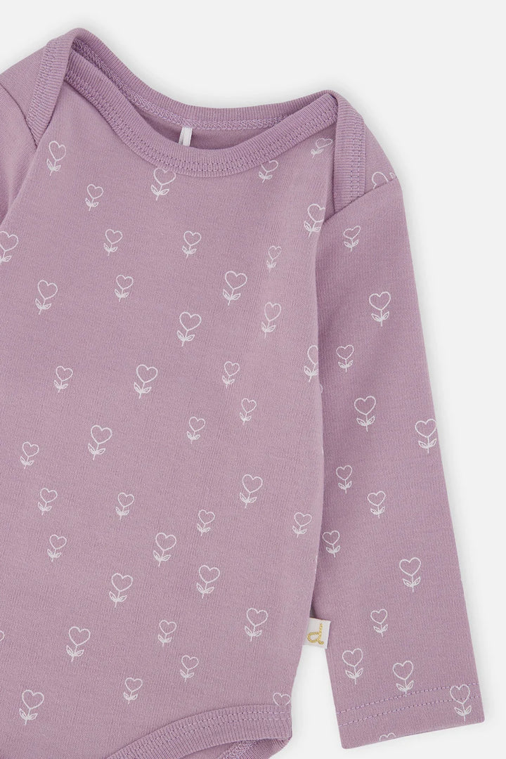 Deux Par Deux Organic Cotton Onsie - Printed Heart Flowers