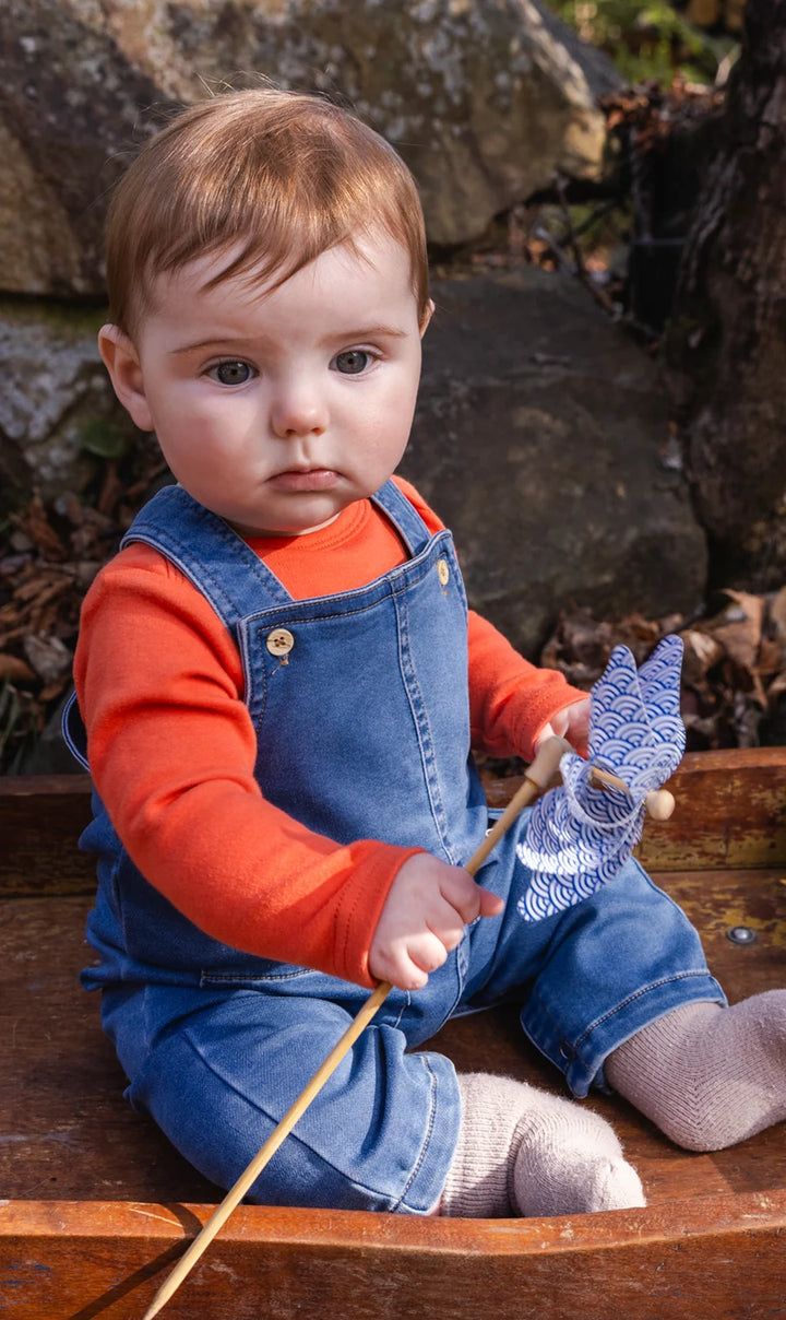Deux Par Deux French Terry Denim Overall - Light Blue Denim