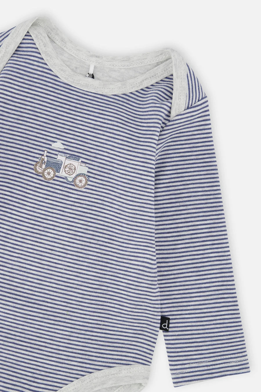 Deux Par Deux Orgnic Cotton Onesie - Printed Blue Stripe