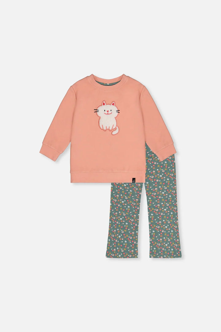 Deux Par Deux Tunic and Legging Set - Pale pink and Green Floral