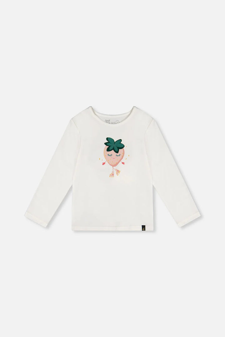 Deux Par Deux Organic Cotton Long Sleeve Printed Shirt - Off White