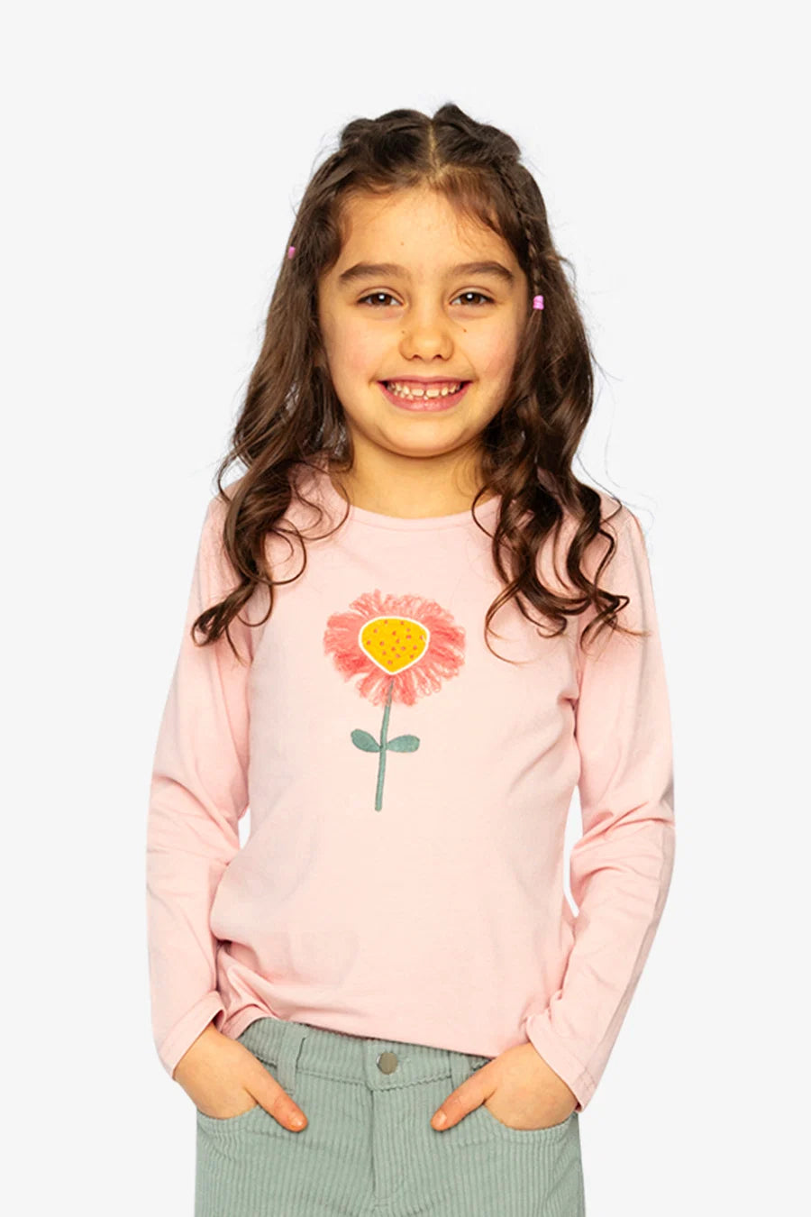 Deux Par Deux Oeganic Cotton Long Sleeve Printed Shirt - Silver Pink