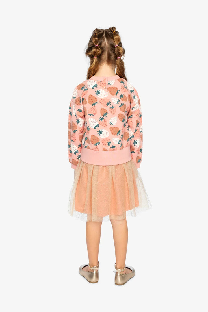 Deux Par Deux Bi-Material Dress - Big Strawberry