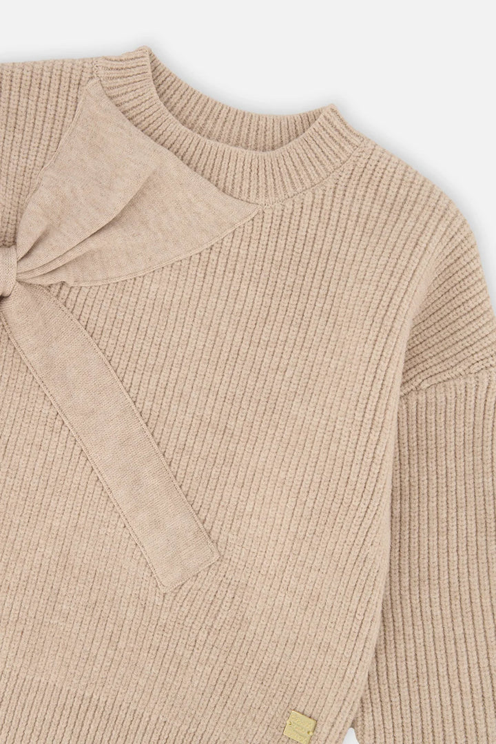 Deux Par Deux SSweater with Bow - Beige