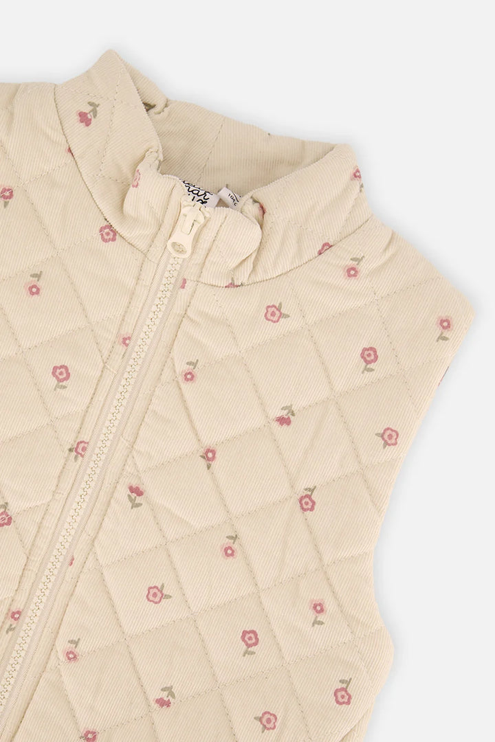 Deux Par Deux Corduroy Puffy Vest - Prairie Flower