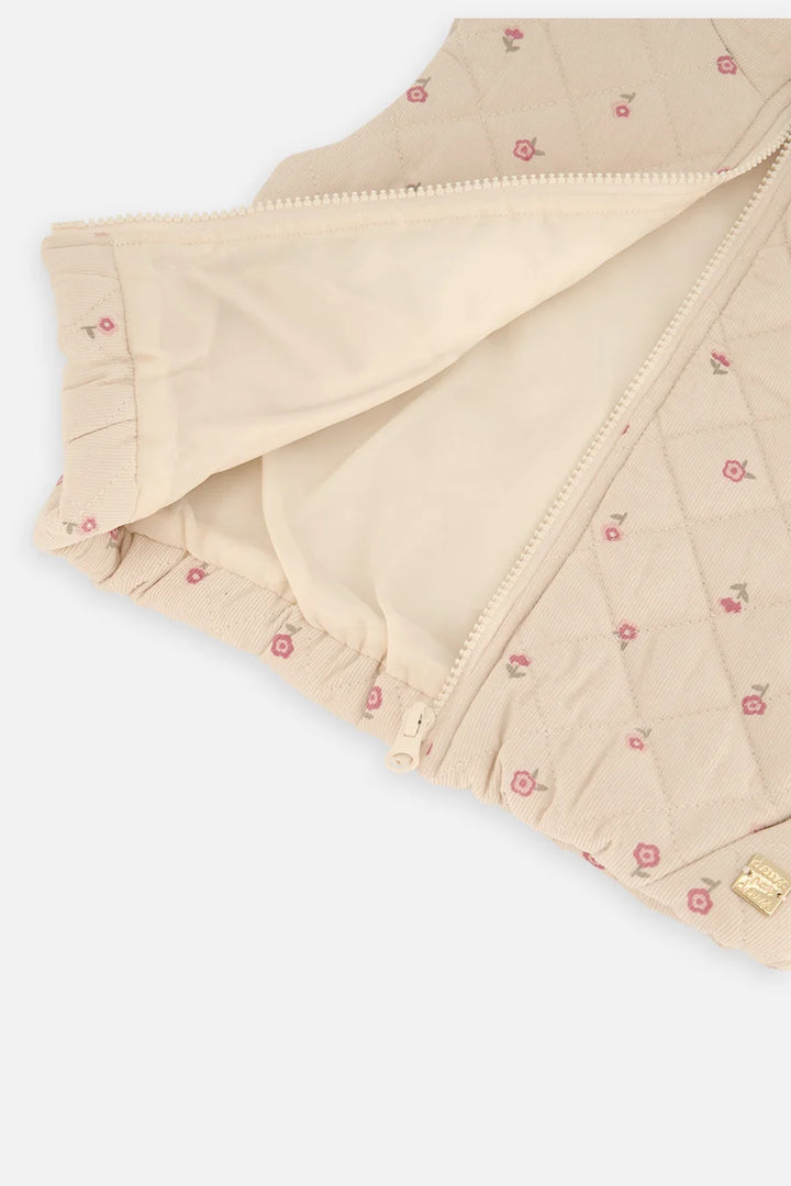 Deux Par Deux Corduroy Puffy Vest - Prairie Flower
