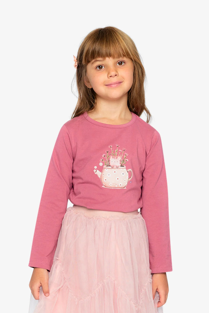 Deux Par Deux Organic Cotton Jersey T-Shirt Raspberry Pink