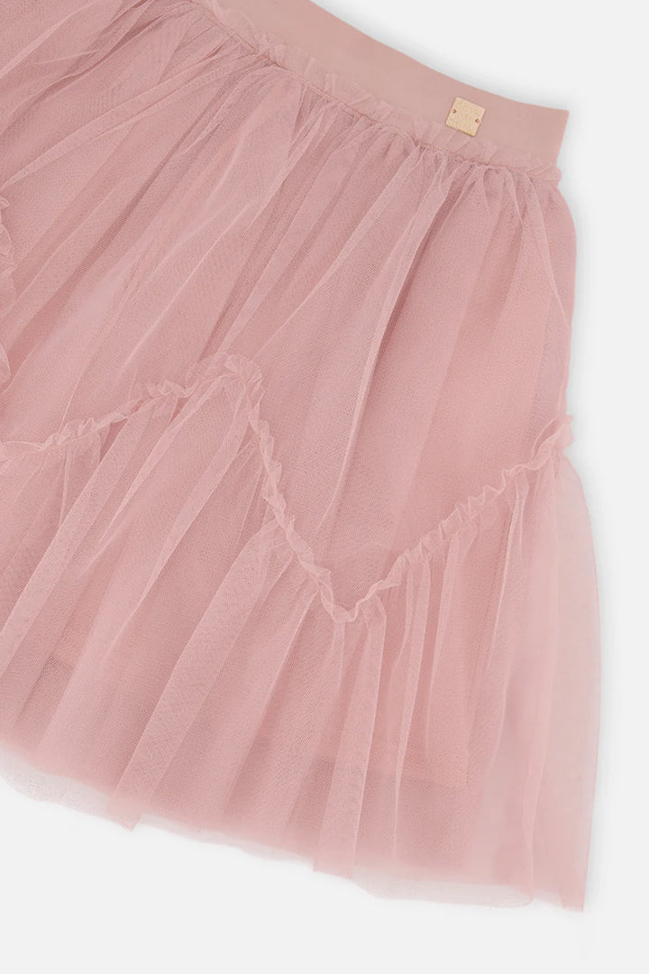 Deux Par Deux Mesh Skirt - Silver Pink