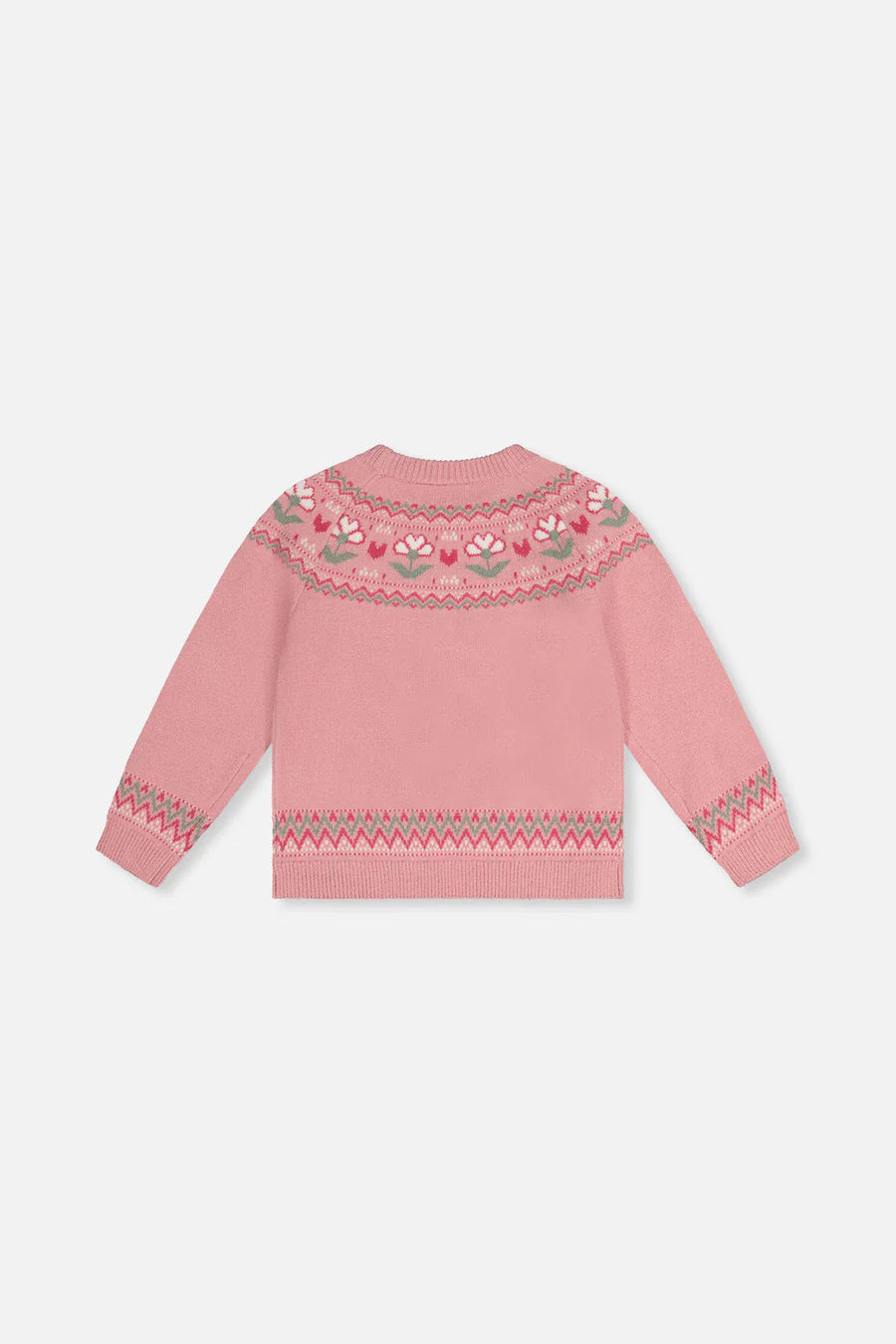 Deux Par Deux Sweater with Flower Jacquard - Pale Dusty Rose