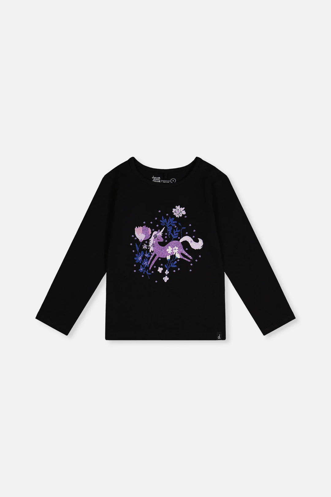 Deux Par Deux Organic Cotton Jersey T-Shirt Black And Mauve
