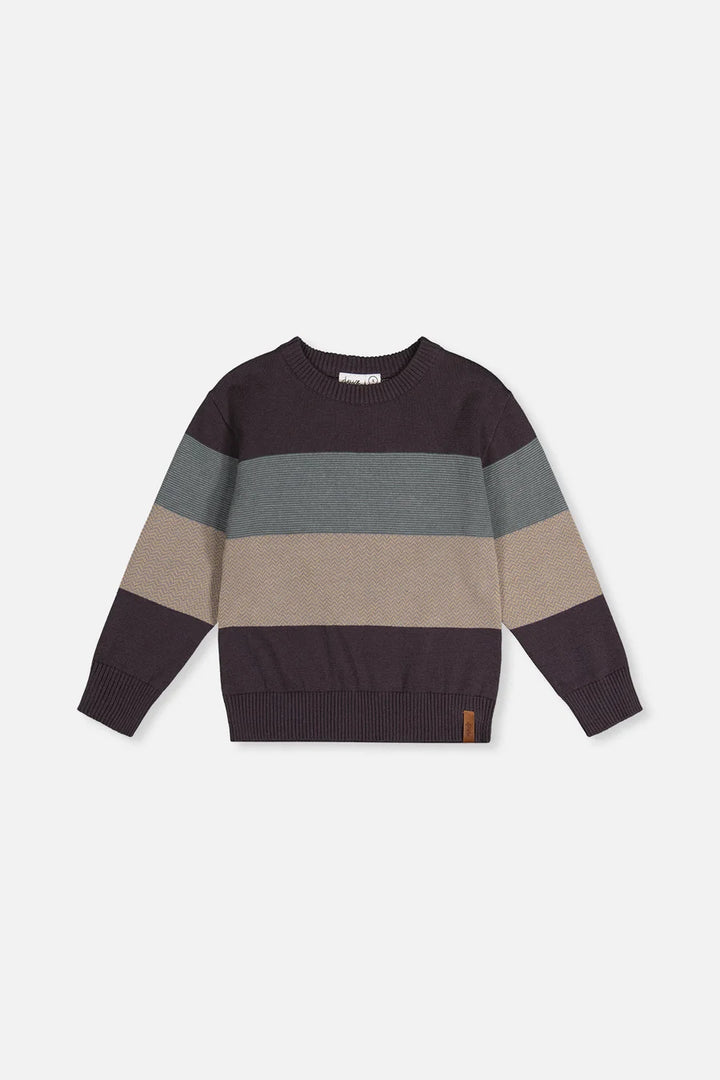 Deux Par Deux Color Block Sweater - Anthracite/Black