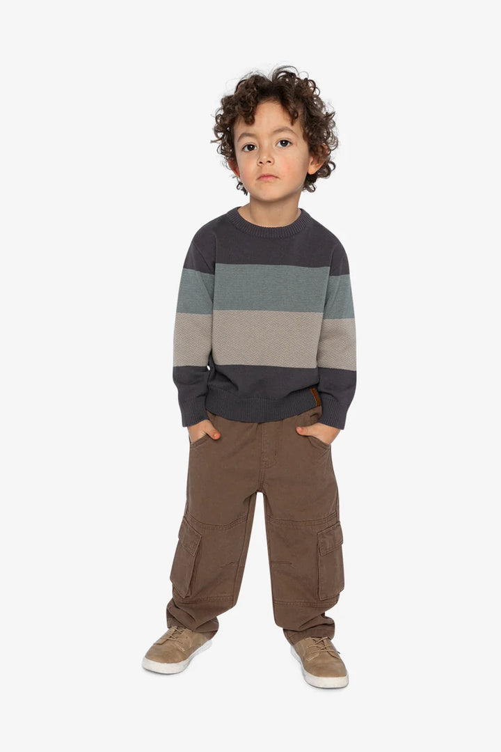 Deux Par Deux Color Block Sweater - Anthracite/Black