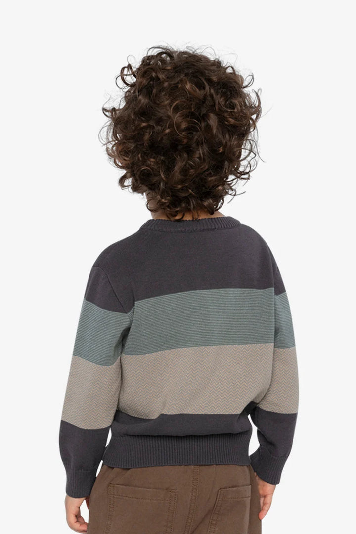Deux Par Deux Color Block Sweater - Anthracite/Black