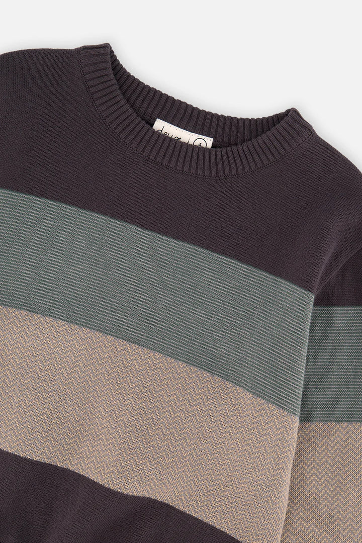 Deux Par Deux Color Block Sweater - Anthracite/Black